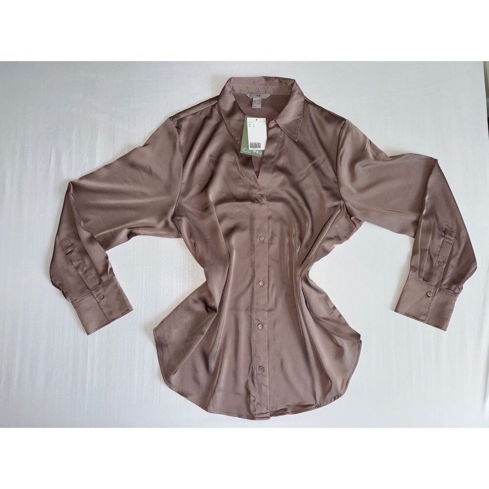 NWT H&M Satin Button-Up Blouse | Size Large